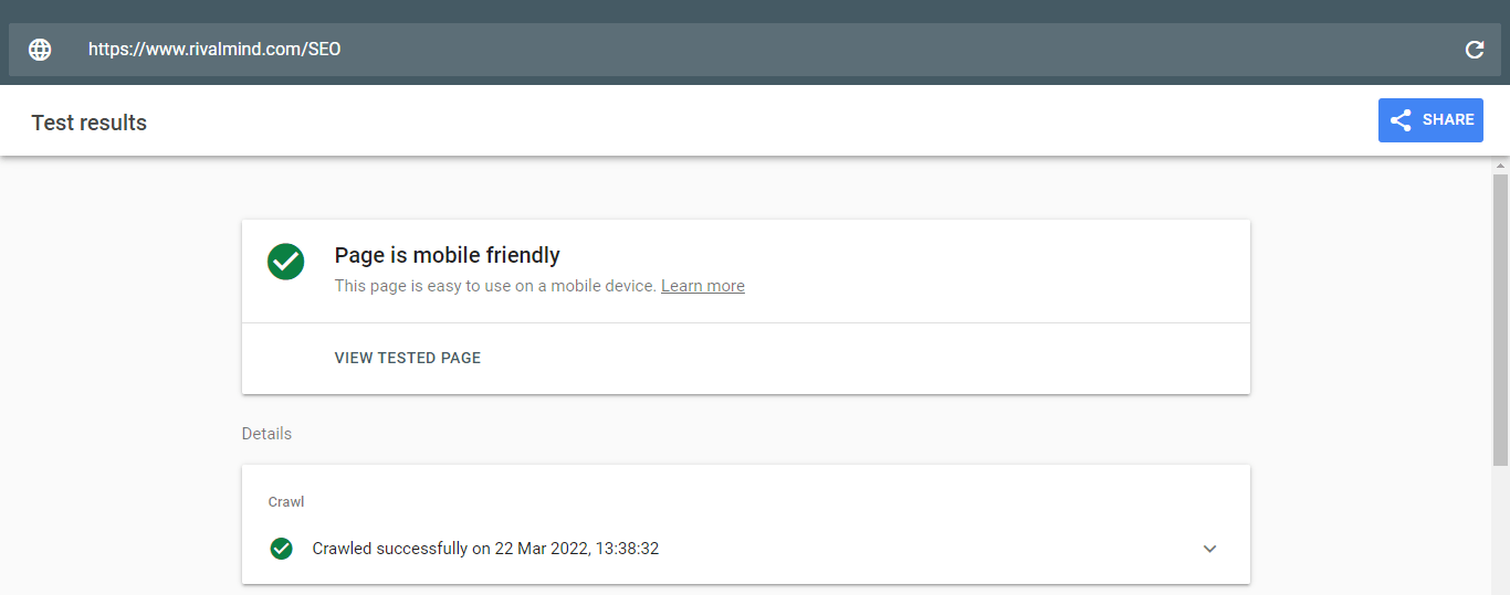Web page showing a search result card with a green icon and text on a white background