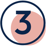 Number 3 in dark blue inside a blue-outlined circle with a light peach background.