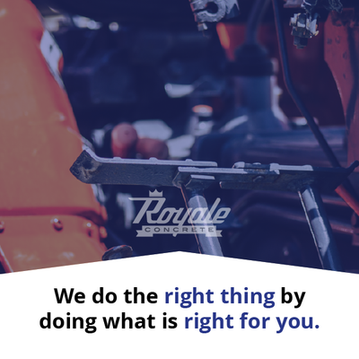 Racing vehicle close-up with Royal logo and the slogan, “We do the right thing by doing what is right for you.”