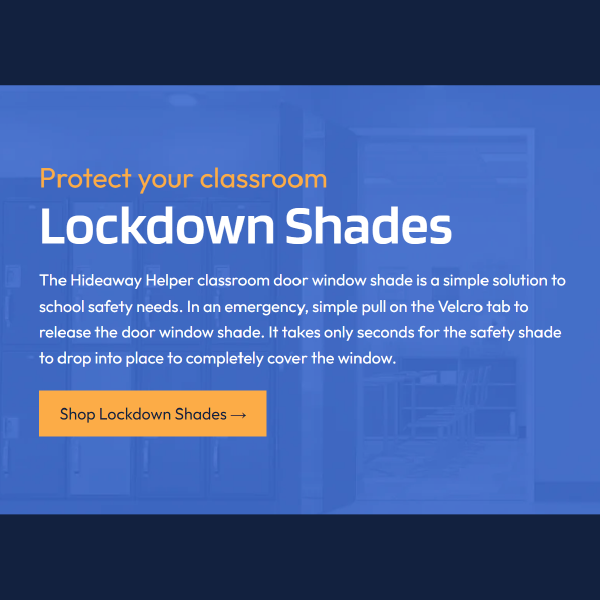 Blue promotional banner for “Lockdown Shades” with a yellow “Shop Lockdown Shades” button.