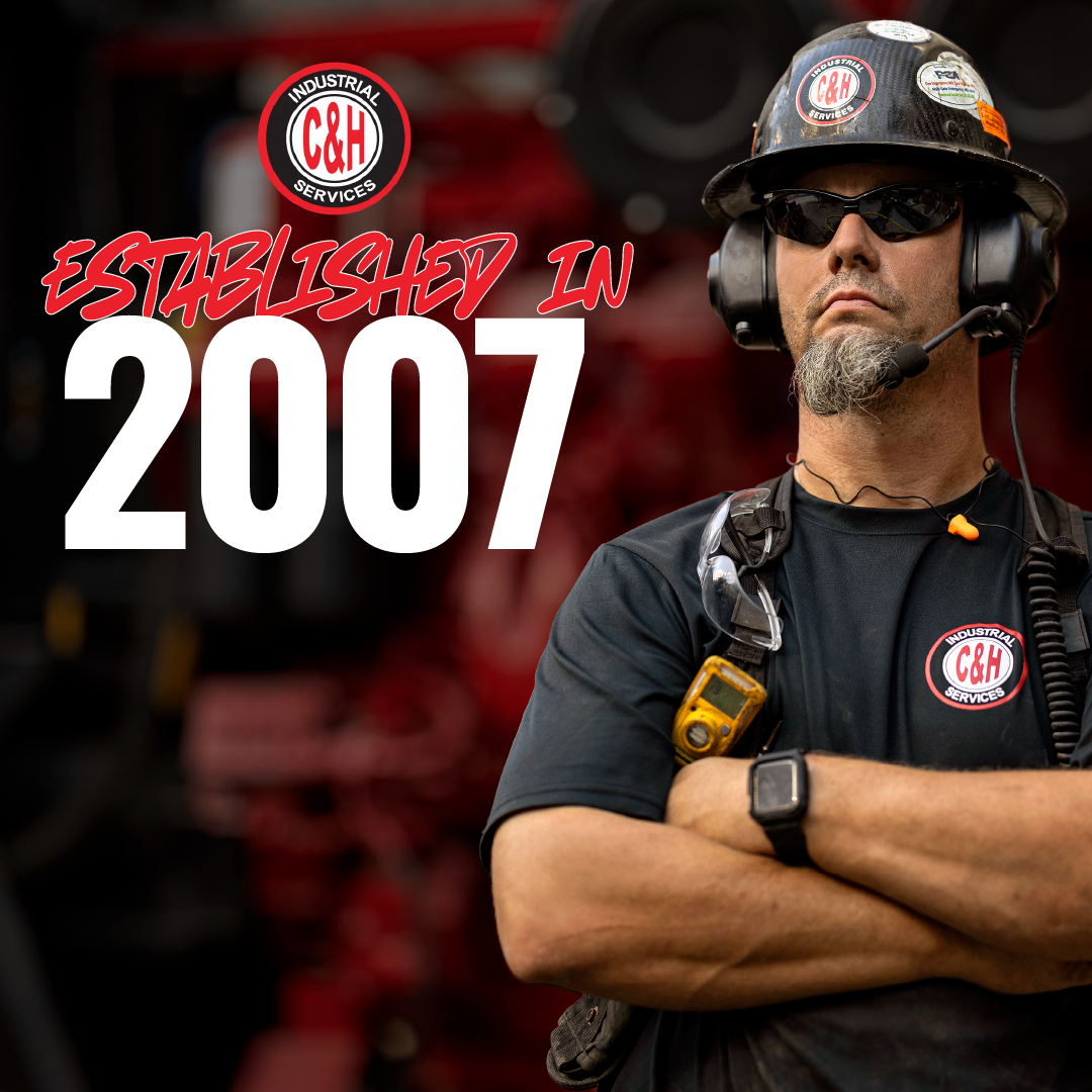 Man in hard hat and sunglasses with arms crossed beside text reading “Established in 2007”