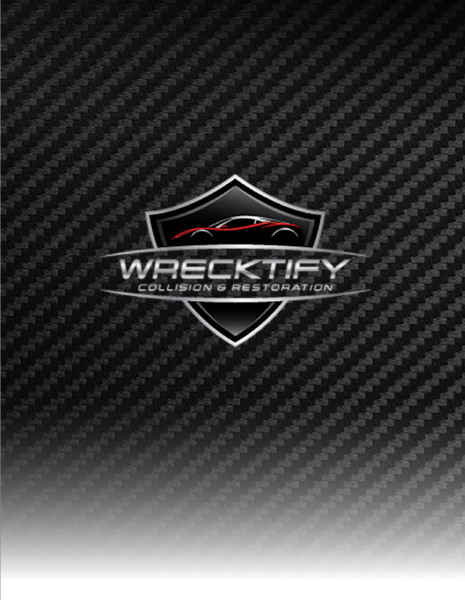 Wrecktify Collision & Restoration logo on dark carbon-fiber background