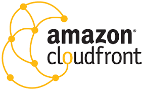 Amazon CloudFront logo with black text and orange network arcs
