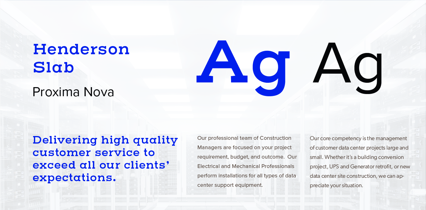 Ag logo and Henderson Slab marketing slide with blue text and product details