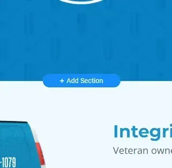 Blue website header with “Add Section” button and partial text “Integre…” below