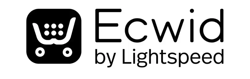 Ecwid by Lightspeed logo with black shopping cart icon and text