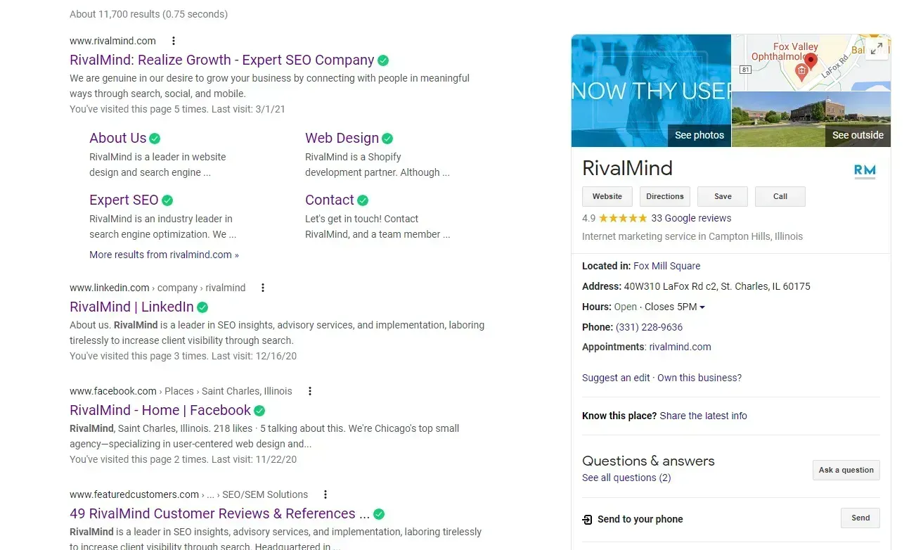 Google search results page with a knowledge panel for a resort and ocean-themed thumbnail images