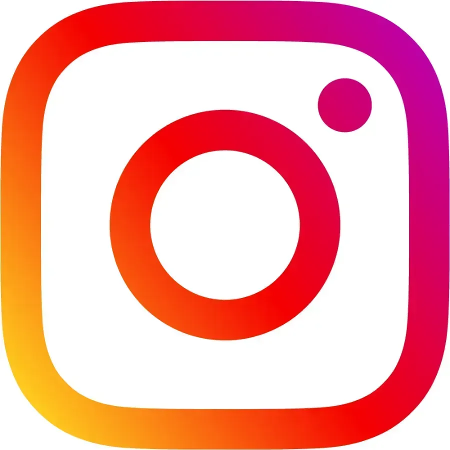 Instagram logo with pink-orange gradient camera icon on a white background