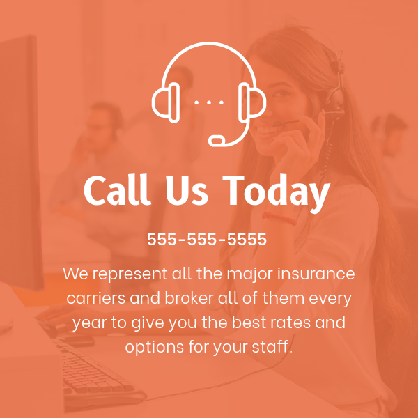 Orange insurance ad with headset icon and text: “Call Us Today” and 555-555-5555.