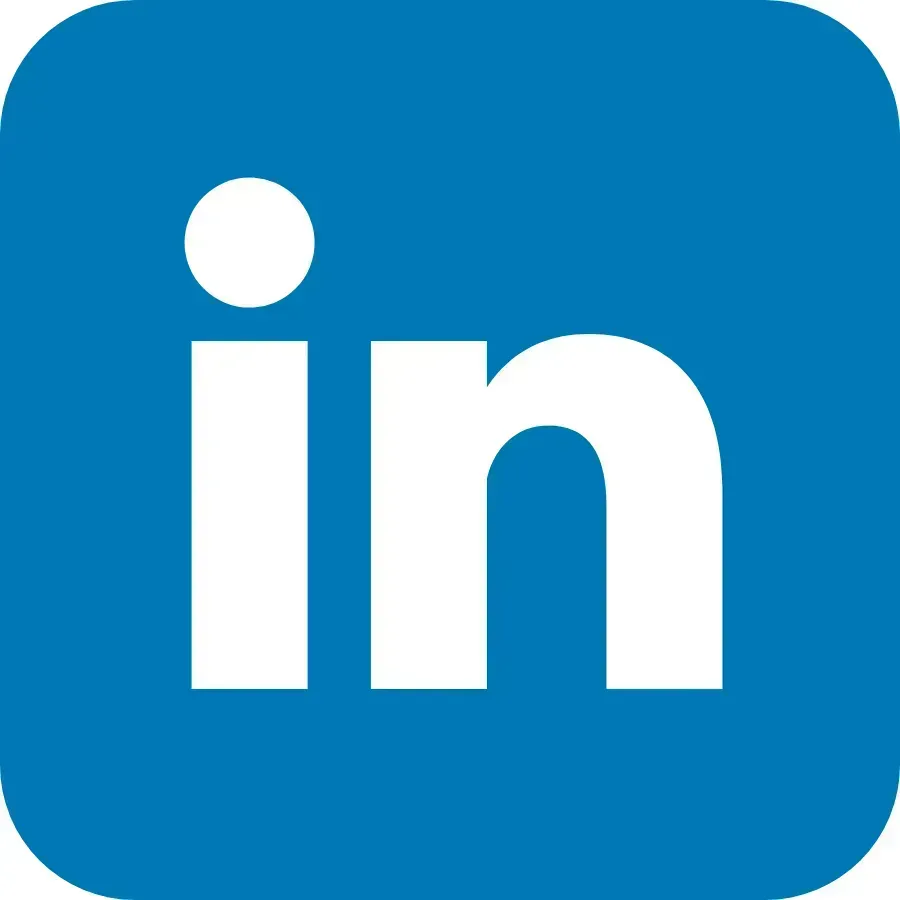 LinkedIn logo: white “in” on a blue square background