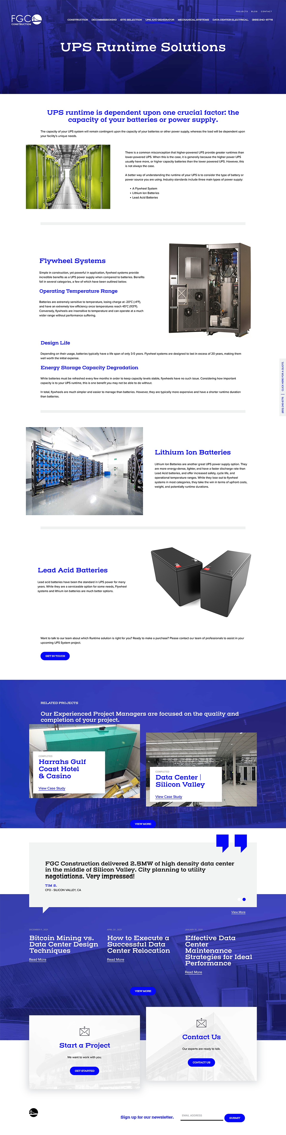 Webpage screenshot showing multiple product images, blue headings, and several content sections on a white background