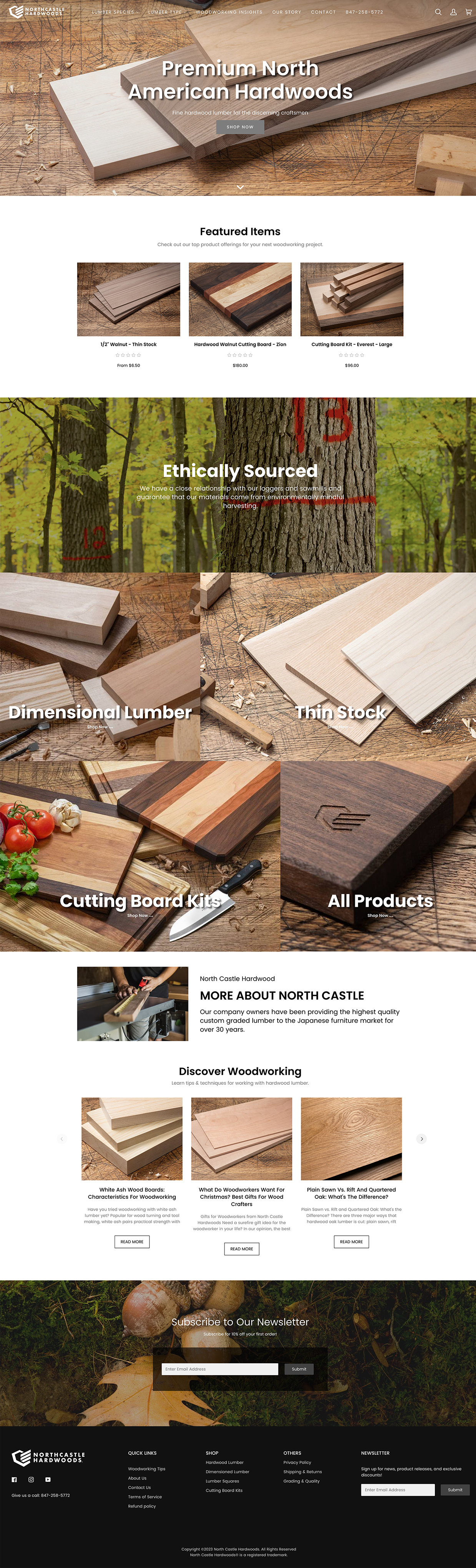 Multiple wood-texture website mockups with product images and text blocks on a white background