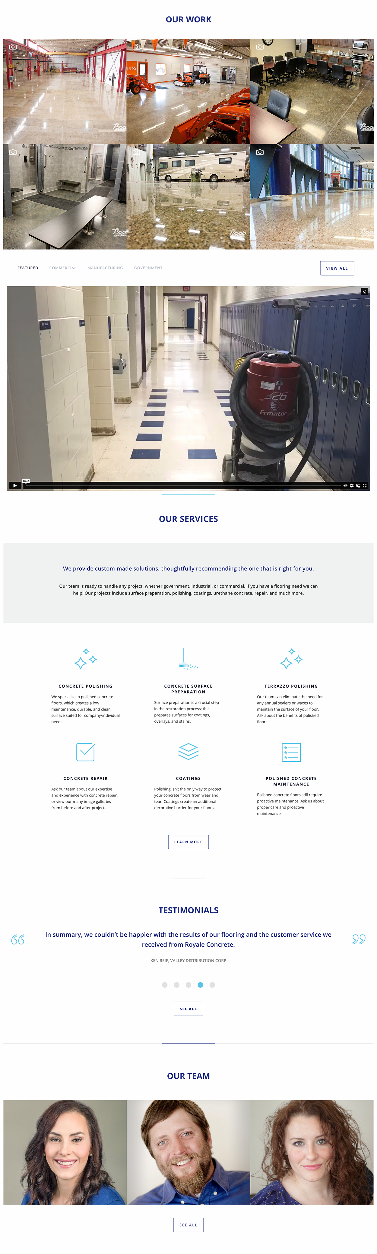 Collage of hallway scenes and a flowchart, with three headshots along the bottom