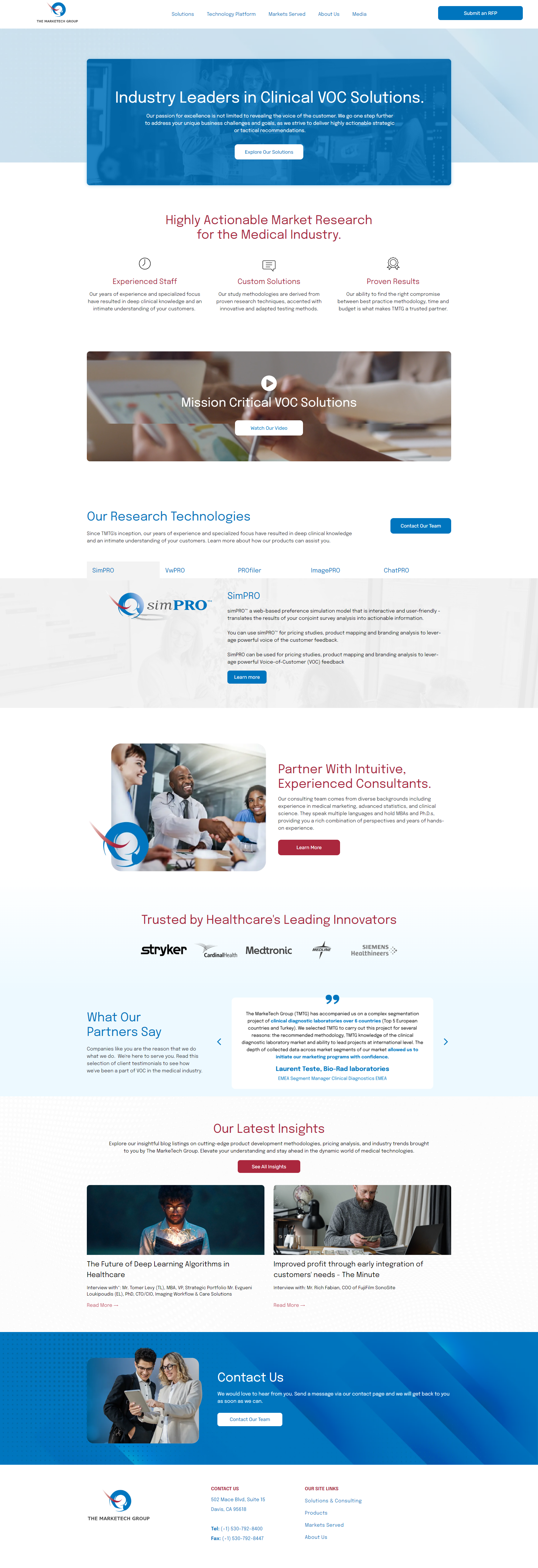 Collage of a website homepage with blue and white sections, banners, text blocks, and photos.