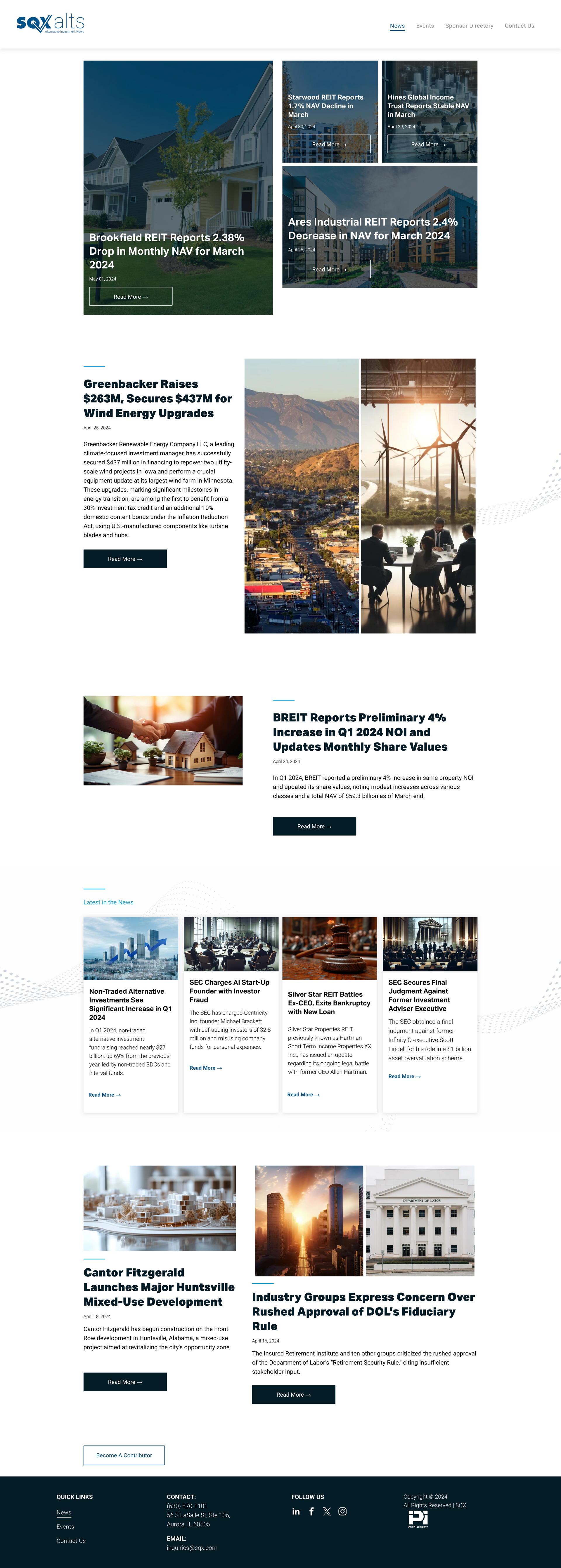 Collage of website screenshots showing event listings, photos, and text blocks on a white page.