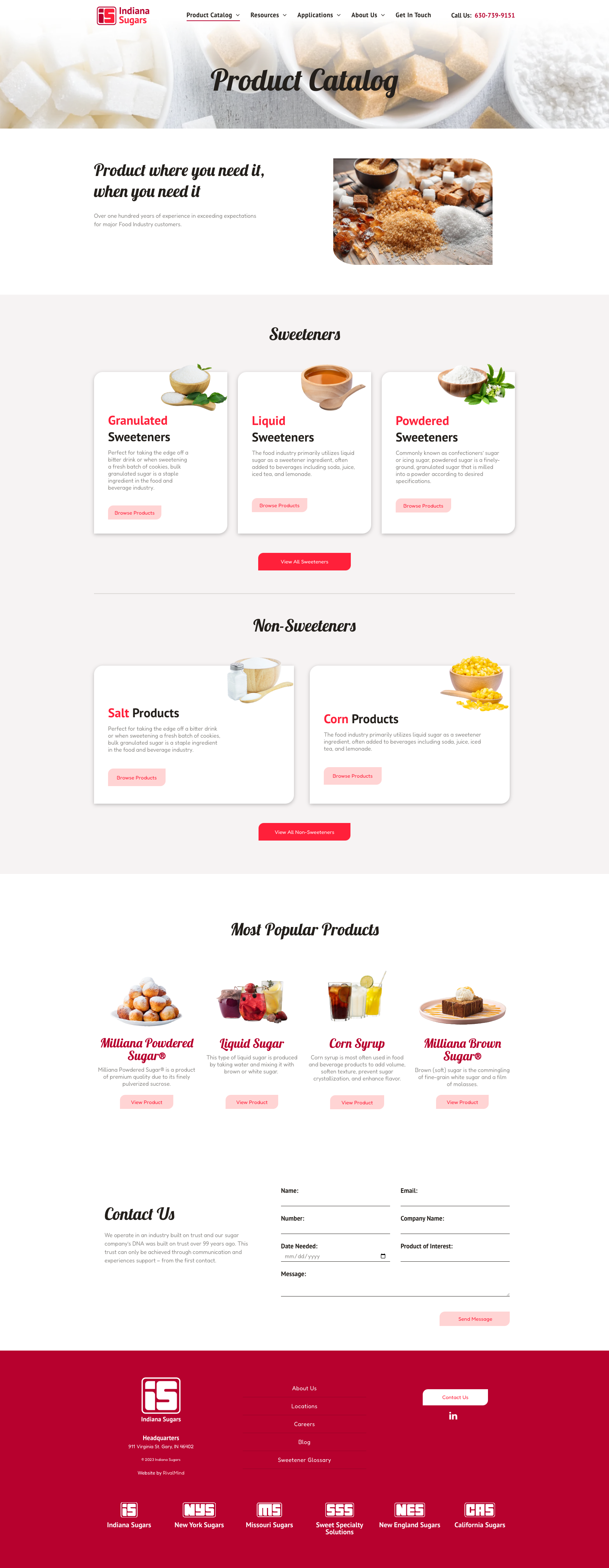 Baking website homepage with dessert cards, pink accents, and a red footer menu