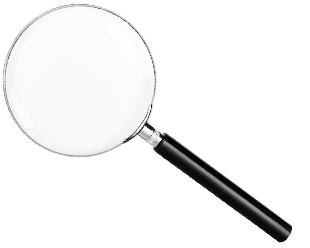 Magnifying glass with black handle on a white background