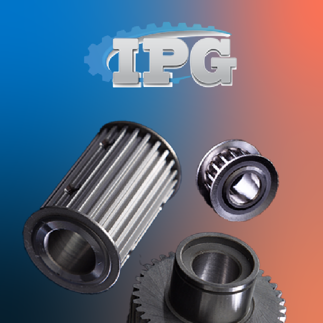 LPG logo with three metallic cylindrical machine parts on a blue-to-red gradient background