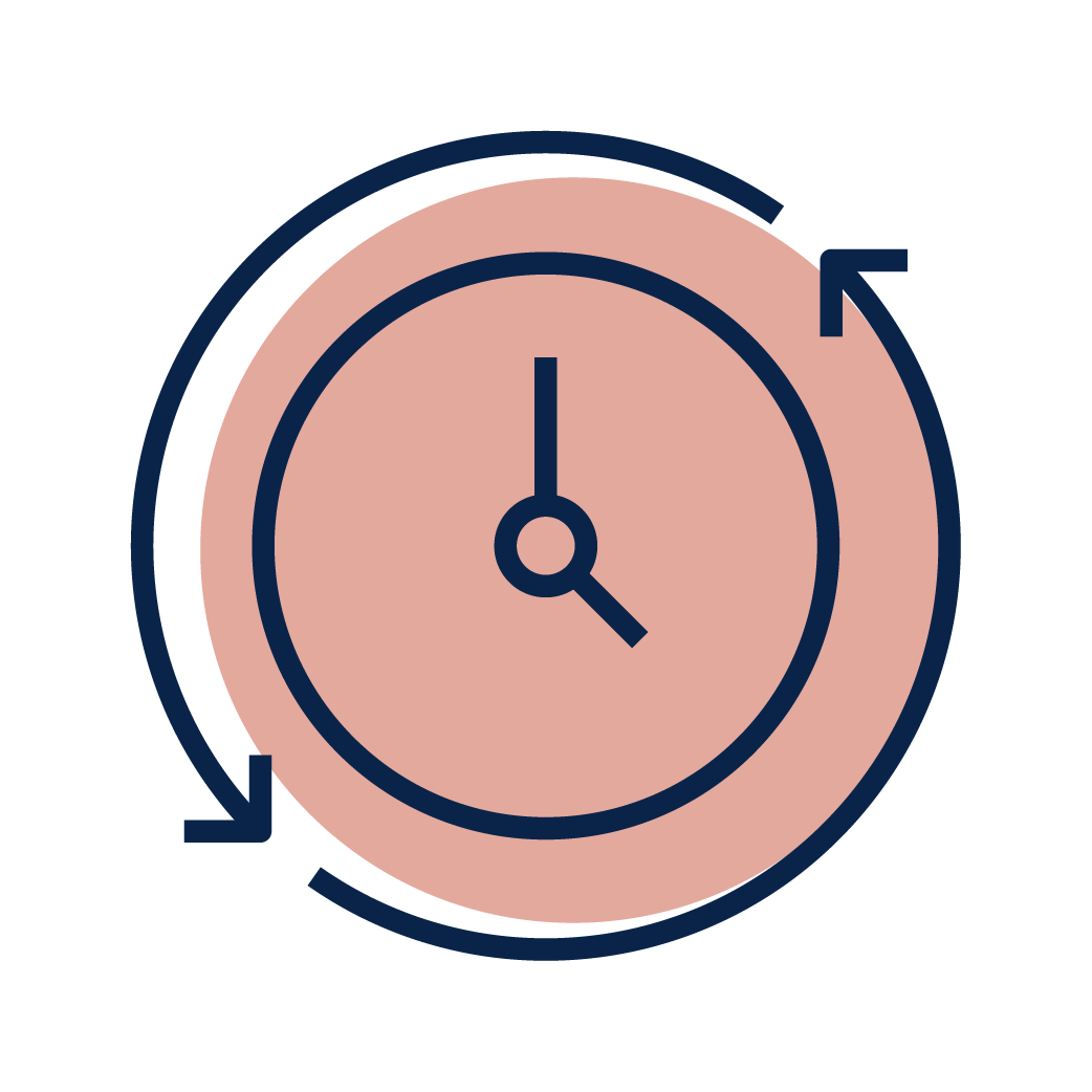 Clock with circular arrows, suggesting time refresh or reset icon.