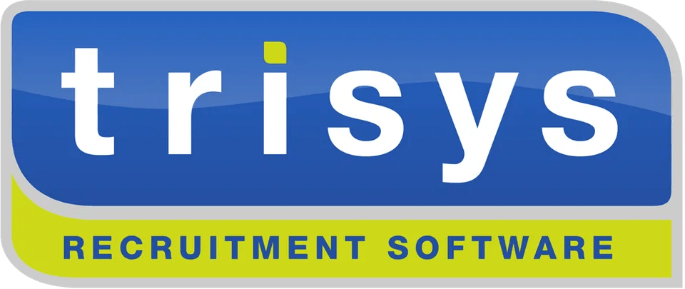 The logo for trisys recruitment software is blue and green.