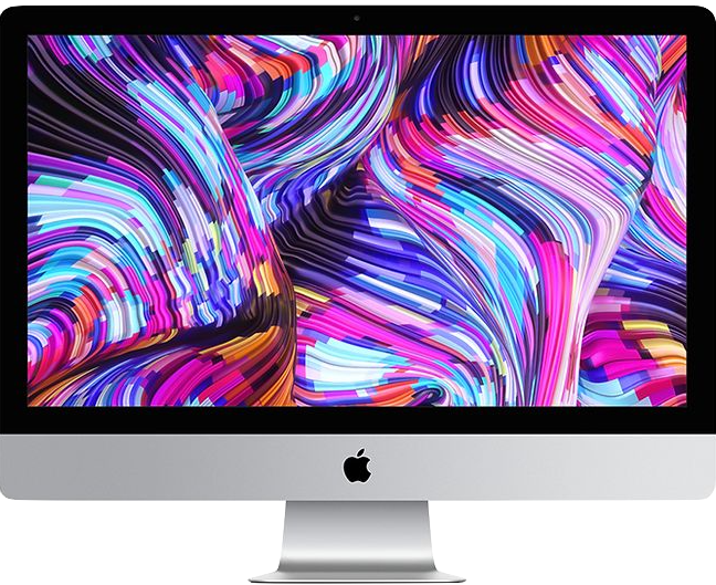A computer monitor with a colorful background on it.