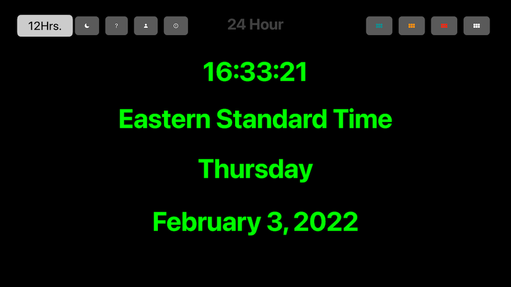 A black screen with green text that says eastern standard time thursday february 3 2022