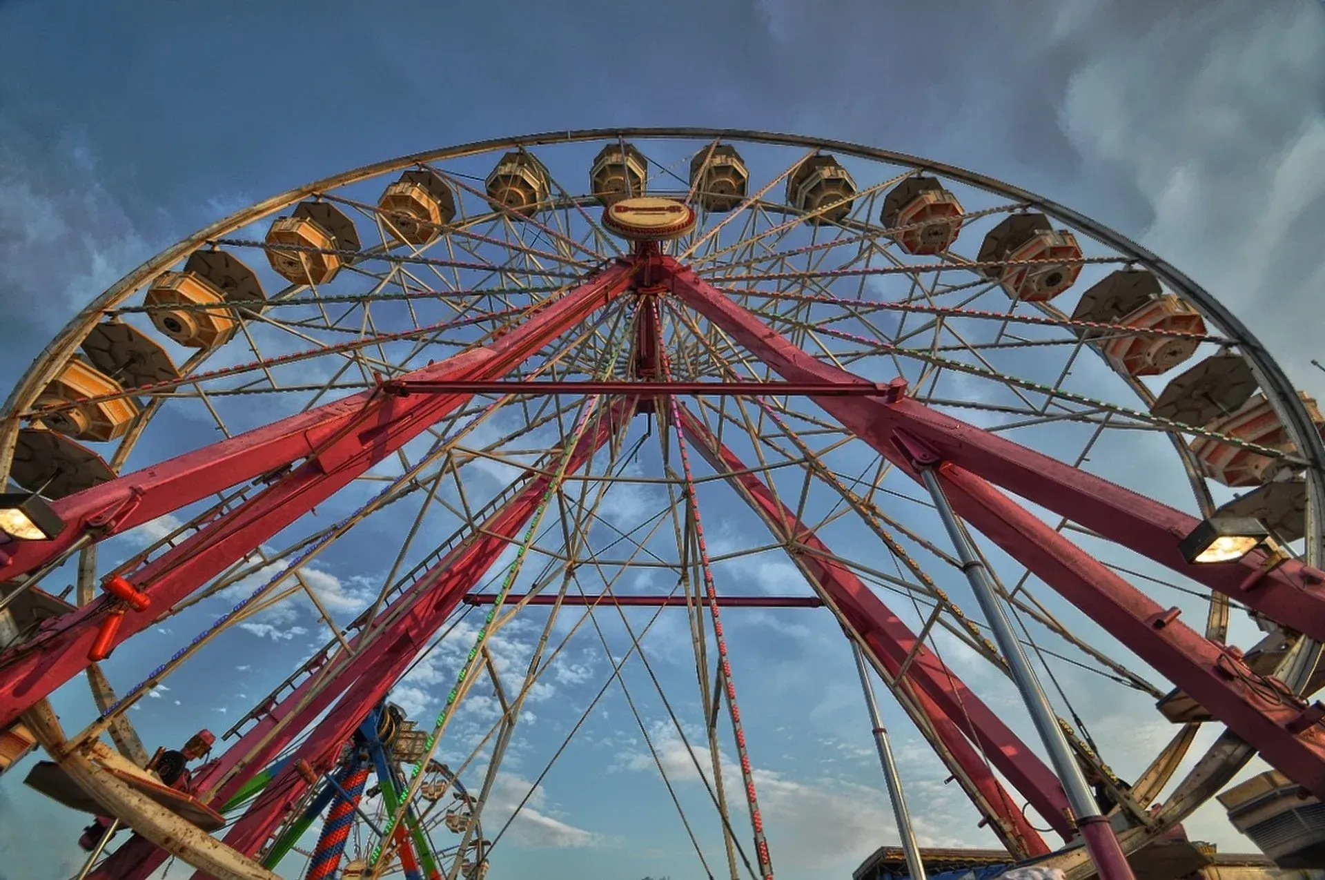 Ferris wheel towering over the midway at the Maryland State Fair in Timonium