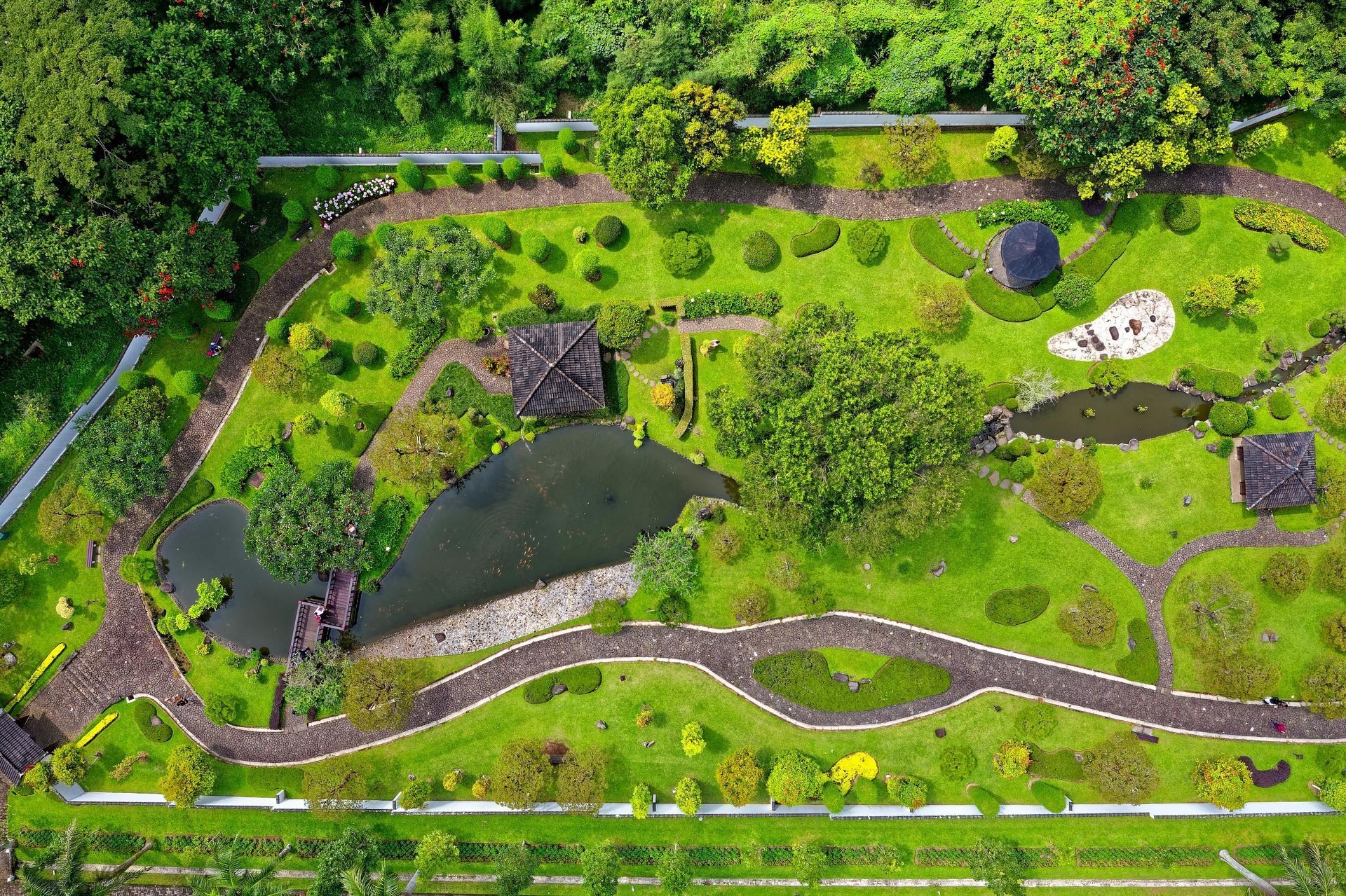 Aerial view of an outdoor living space designed by J Gonzalez Construction