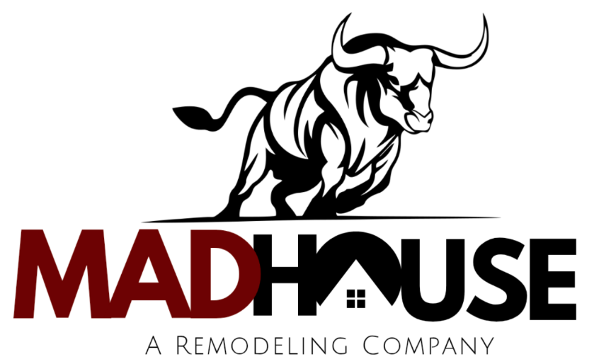 The logo for Madhouse a Remodeling Company has a bull on it.