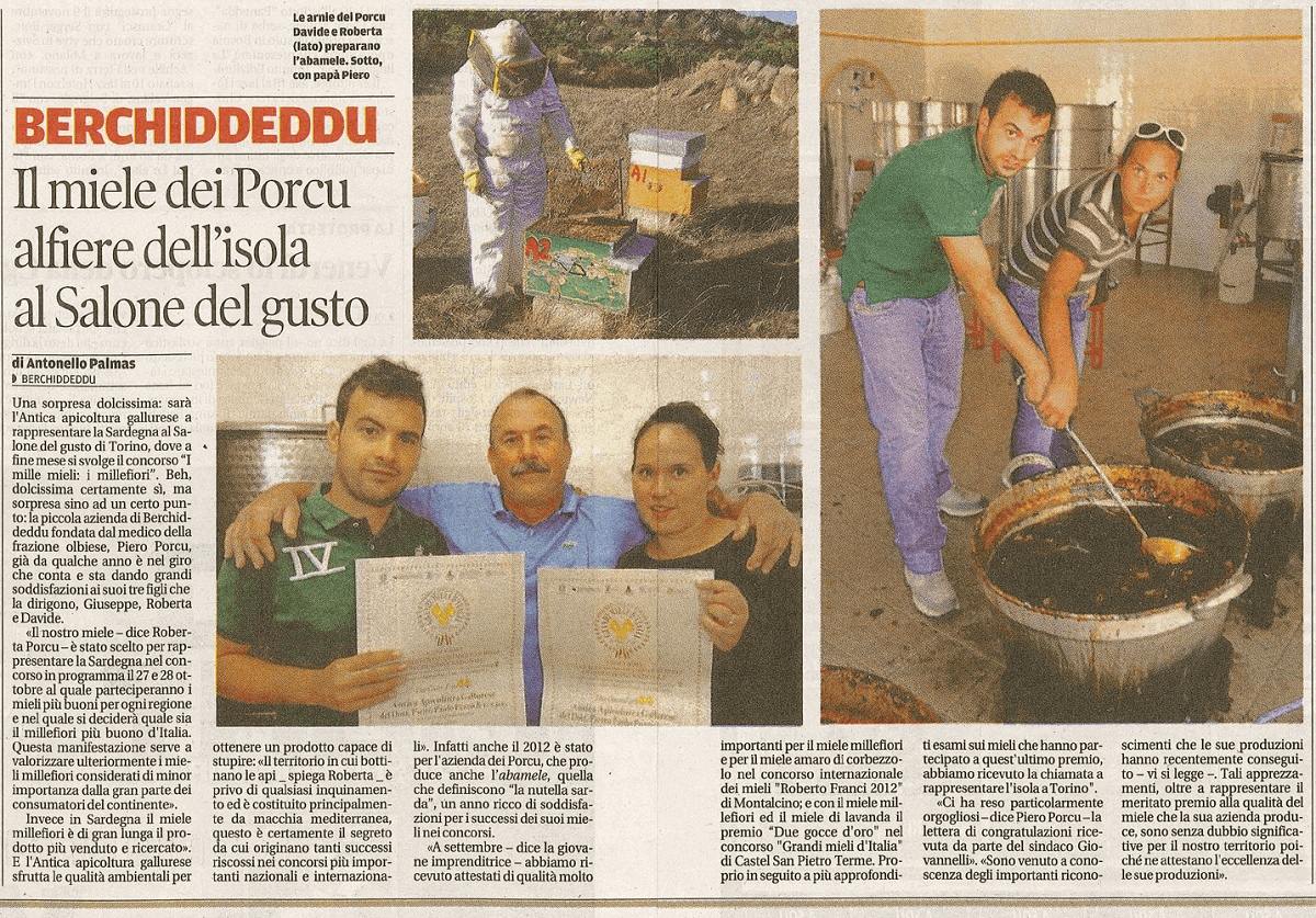 Articolo su giornale azienda produzione miele