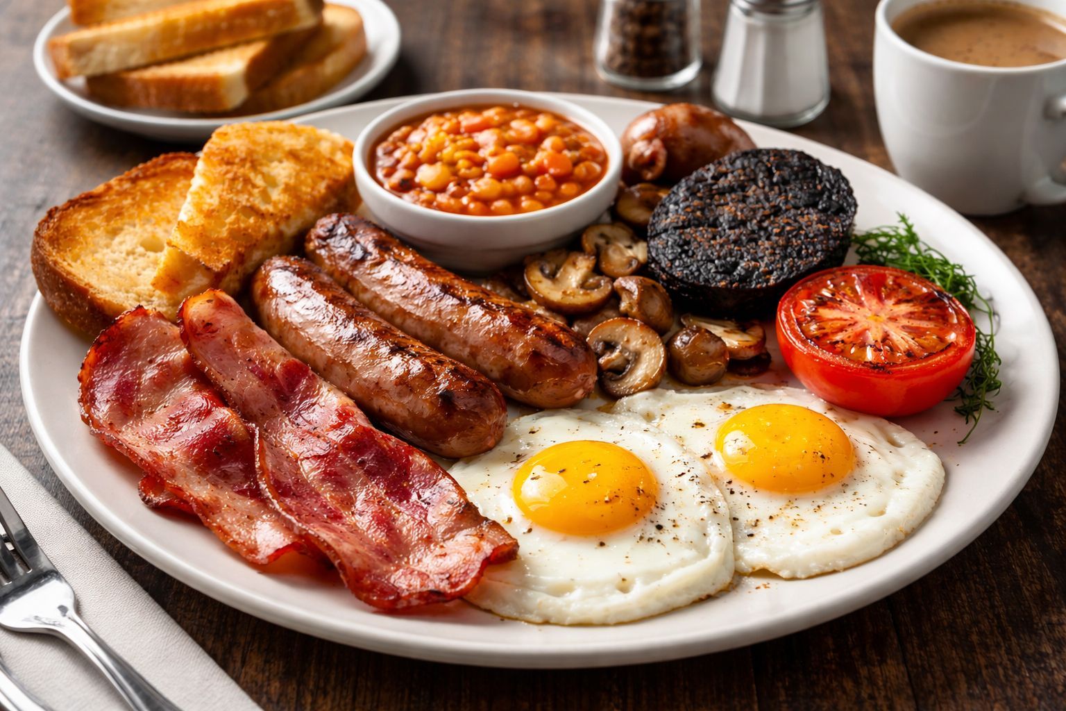 Full English breakfast served at Hollyhocks Coffee House in Guisborough