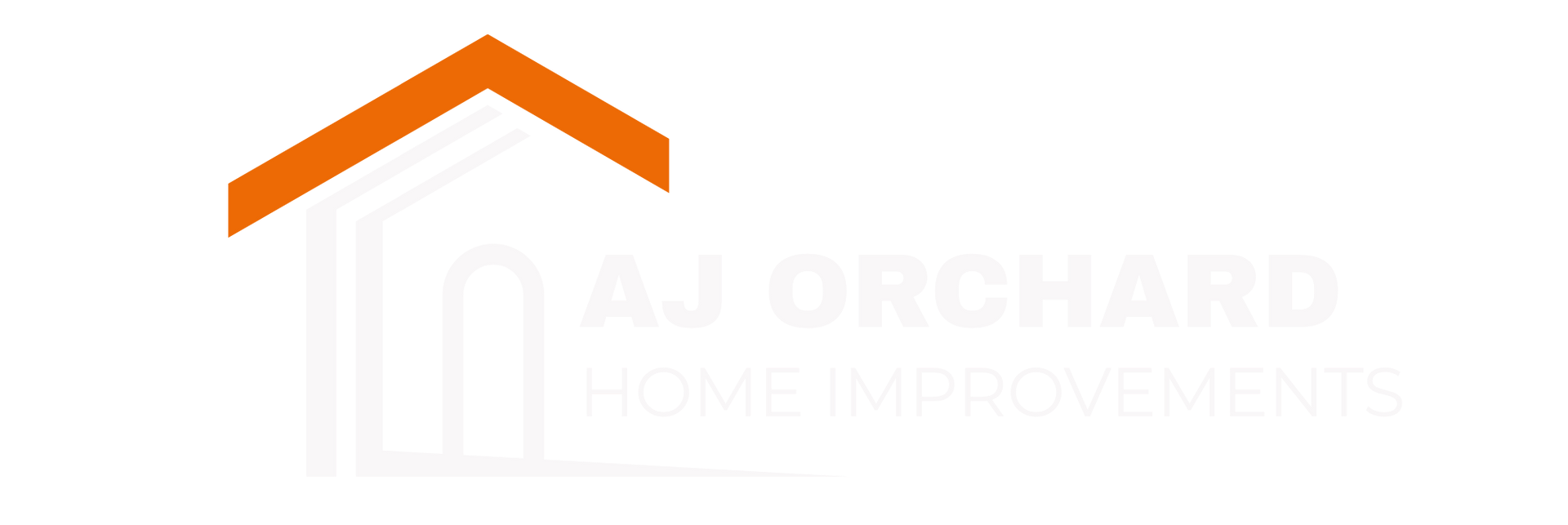 Logo for Adams Roofing & Building: Orange text and geometric shapes on a dark blue background; house icon.