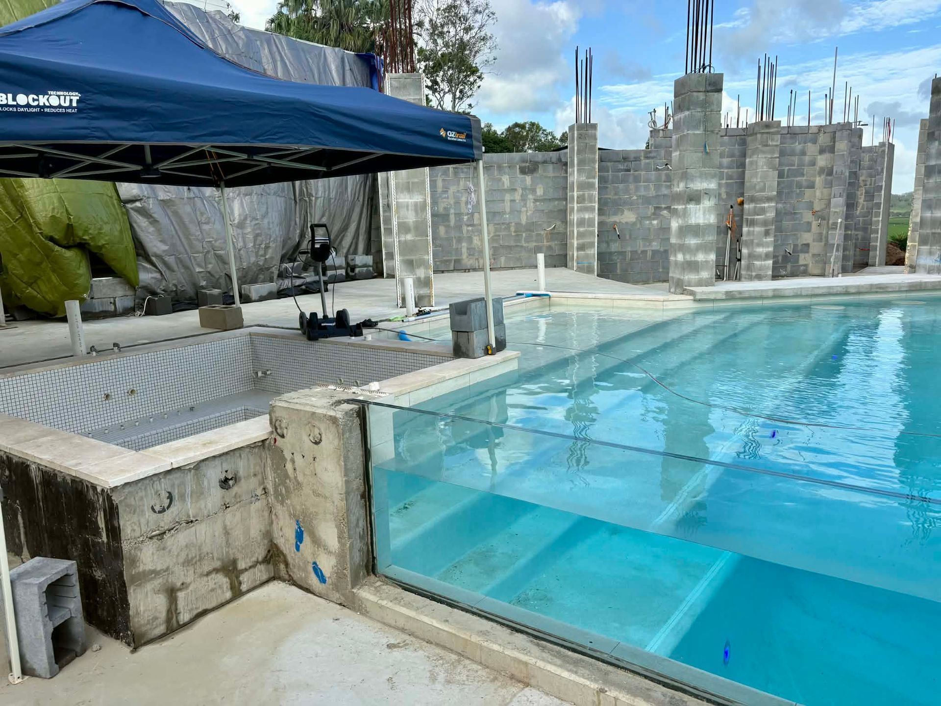 A Swimming Pool Under Construction — Glass Pool Windows Australia In Bulahdelah, NSW