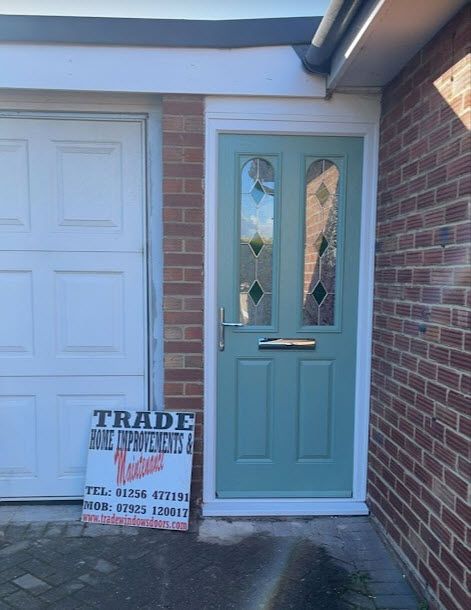 Pale green composite front door