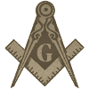 Compass and square symbol, Masonic emblem, with the letter 