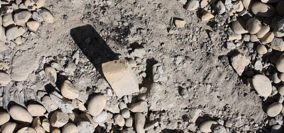 birds eye view of rocks and dirt