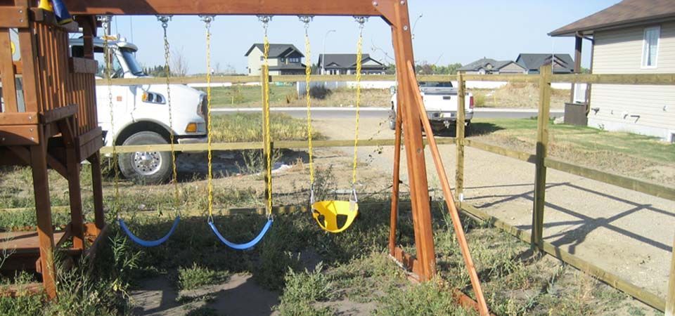 backyard swingset made with wood
