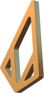 A 3d rendering of a triangle with holes in it on a white background.