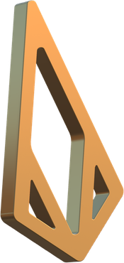 A 3d rendering of a triangle with holes in it on a white background.