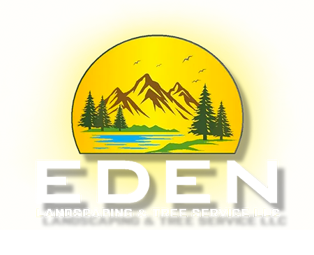 A logo for eden landscaping and tree service llc