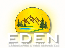 A logo for eden landscaping and tree service llc