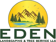 A logo for eden landscaping and tree service llc