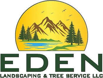 A logo for eden landscaping and tree service llc