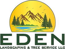 A logo for eden landscaping and tree service llc