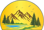 There are mountains and trees in the background and a lake in the foreground.