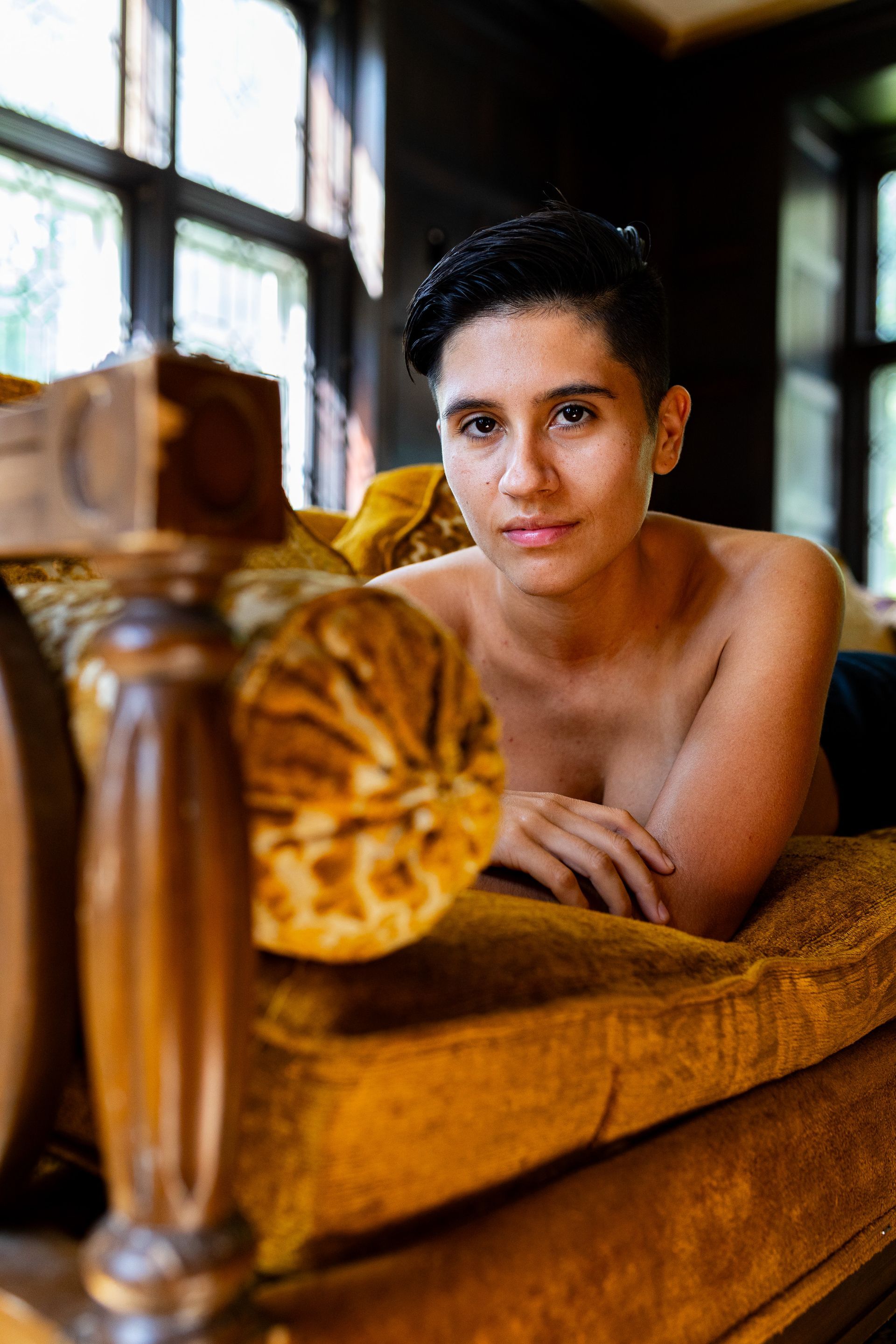 Crescent studios photography northbridge ma - topless woman laying on a couch