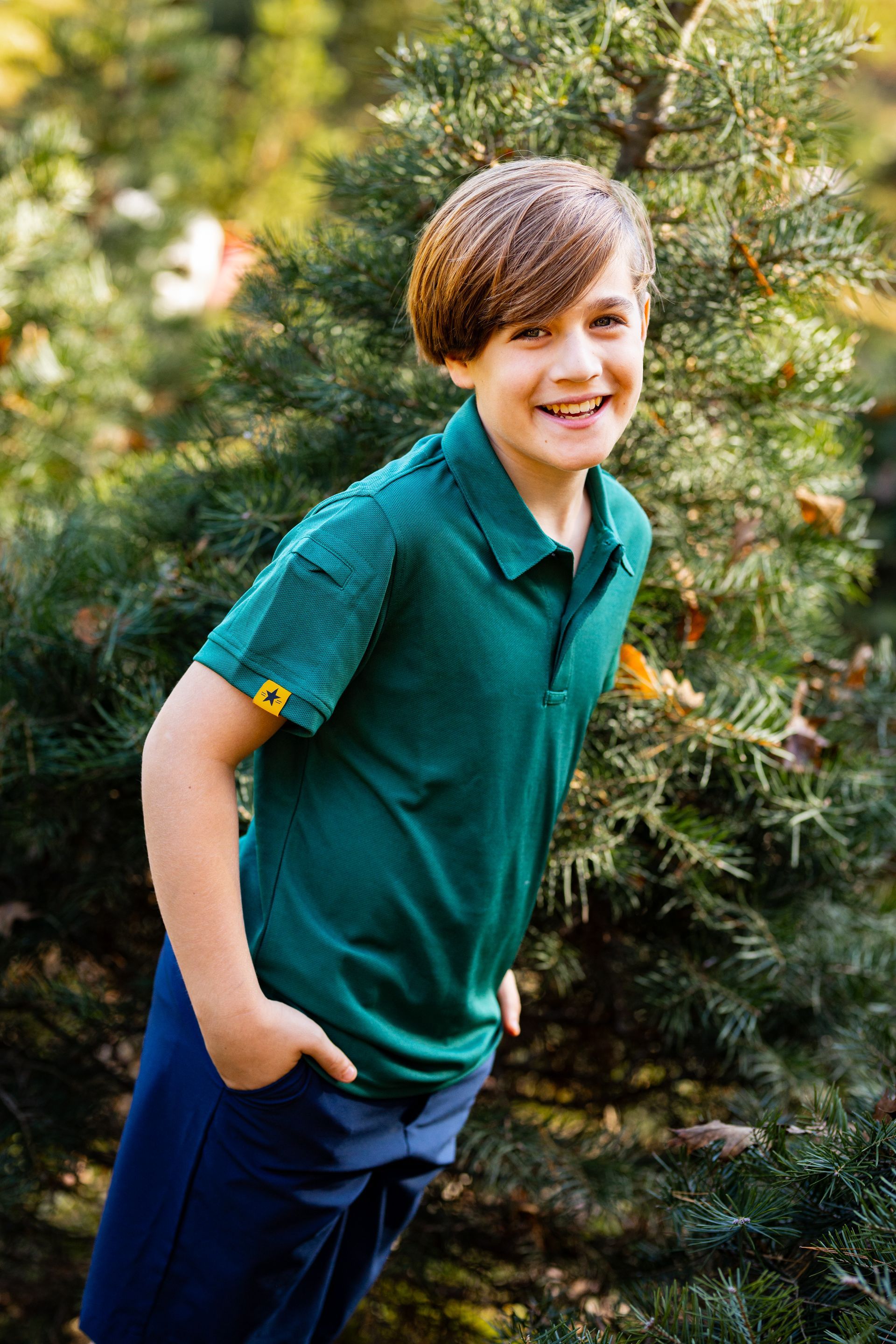 Crescent studios photography northbridge ma - boy in a green shirt in the woods portrait