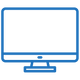 A blue icon of a computer monitor on a white background.