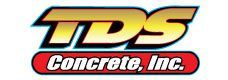 Logo for TDS Concrete, Inc. with gold TDS lettering over a red banner with white