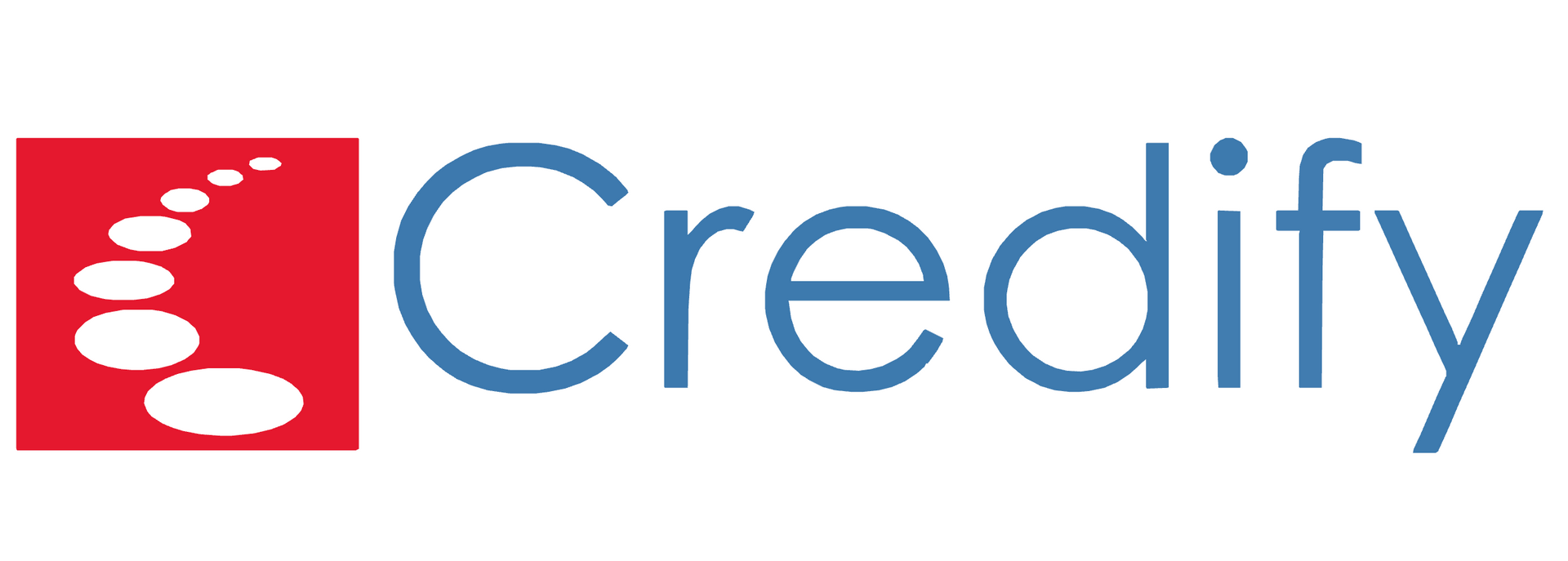 Logotipo da Credify com ícone vermelho e marca denominativa azul.